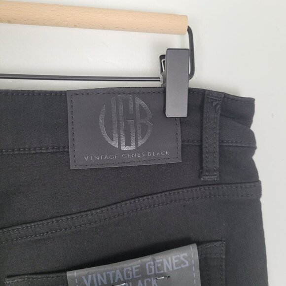 VGB Vintage Genes Black Size 34x30 Slim Fit Stretch French Terry Jeans Black NWT - Picture 9 of 13